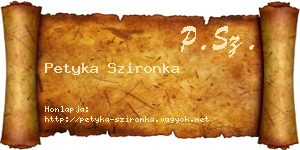 Petyka Szironka névjegykártya